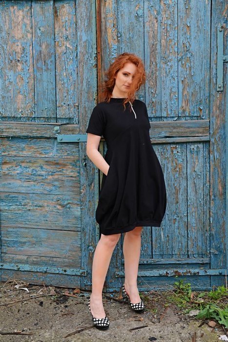 Sukienka bombka bawełniana, sukienka z kieszeniami , mała czarna | Dla niej  \ Sukienki i spódnice | NavahoClothing - clothing by Anna