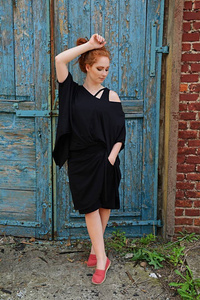 Tunika asymetryczna, oversize tunika, koszula czarna