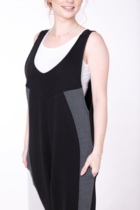 Spodnie damskie,ogrodniczki czarne, dzianinowe spodnie, szwedy  bawełniane