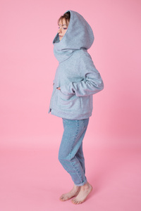 kurtka wełniana, kurtka z kapturem, Odzież Plus Size, Odzież wełniana, niebieska kurtka, ciepła kurtka 