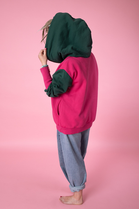 Bluza luźna wygodna z kieszeniami, długa oversize bluza damska , różowa bluza damska