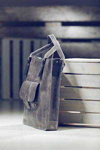 Torba skórzana, torba shopperka, szara duża torba handmade, damska aktówka