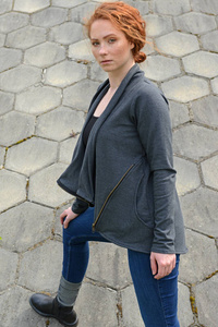 Gray Women Sweatshirt, Sweatshirt Cardigan, Wrap Cardigan, Plus Size Clothing, Zipped Sweatshirt,Asymmetrical Cardigan,Minimalist Sweatshirt