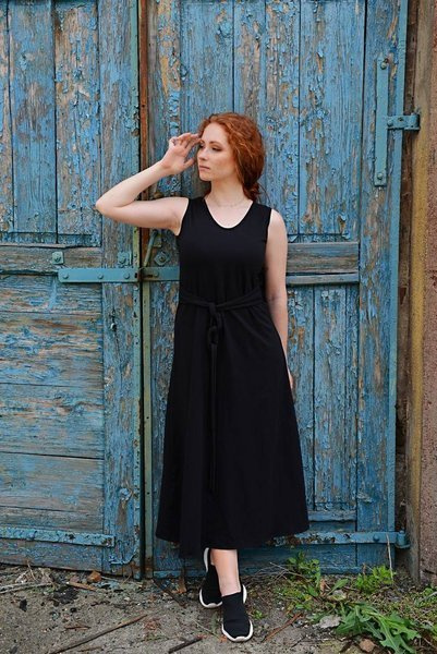 Długa Sukienka na ramiączkach, sukienka do kostek , bawełniana letnia sukienka, gotycki styl