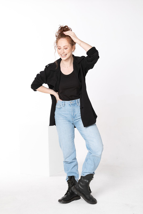 Koszula, marynarka damska, bluza czarna damska długa z kołnierzem, czarna dzianina polska , polski produkt