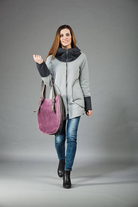 Kurtka z kapturem, Długa bluza z kapturem, Kurtka damska, Odzież Plus Size, Kurtka bawełniana, Kurtka z długim rękawem, Kurtka z zamkiem, Handmade