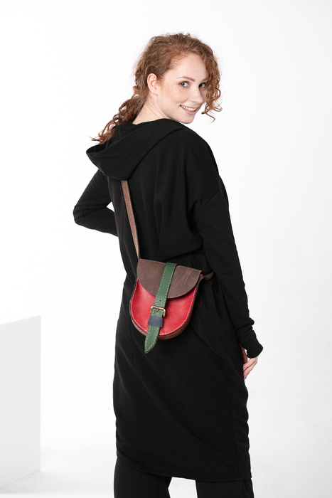 Kolorowa mała torebka skórzana, mini torebka na skos, torebka na ramię