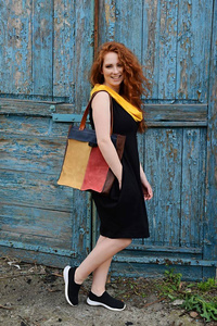 Torebka skórzana ręcznie robiona, kolorowa torba skórzana