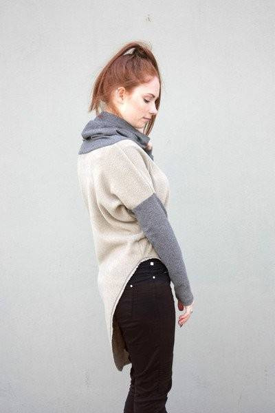 Sweter damski asymetryczny , luźny sweter damski , damska tunika swetrowa