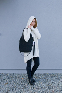 Czarna Torebka skórzana na ramię, torebka crossbody, torebka ze skóry handmade