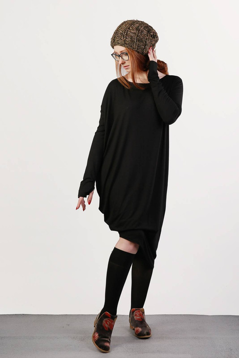 Sukienka Maxi, czarna asymetryczna, czarna luźna sukienka