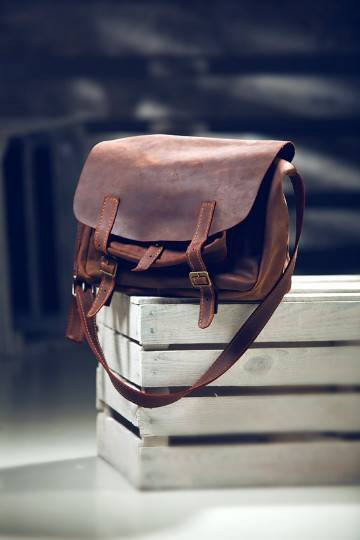 Torba skórzana listonoszka unisex, duża aktówka na ramię , brązowa torba skórzana