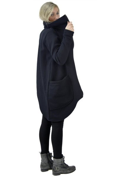 Bluza czarna asymetryczna ze stójką , damska marynarka na zamek