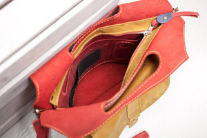 Torebka skórzana ręcznie robiona czerwona