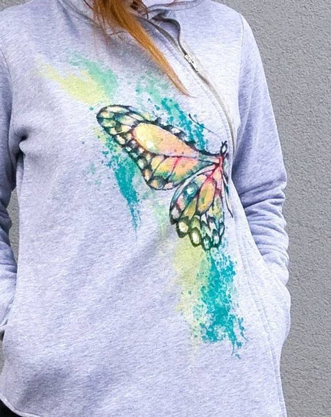 Basanti bluza ręcznie malowana, szara