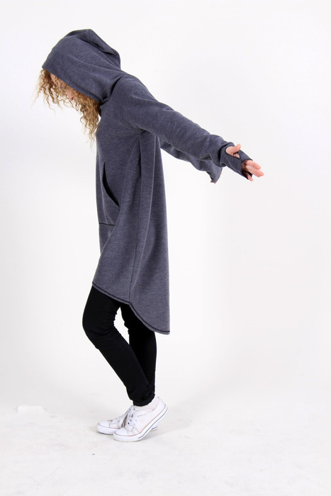 Bluza damska długa luźna kangurek damski , duże rozmiary, duży kaptur , damska sukienka