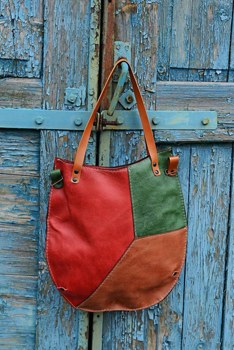 Torebka skórzana ręcznie robiona kolorowa torebka skórzana