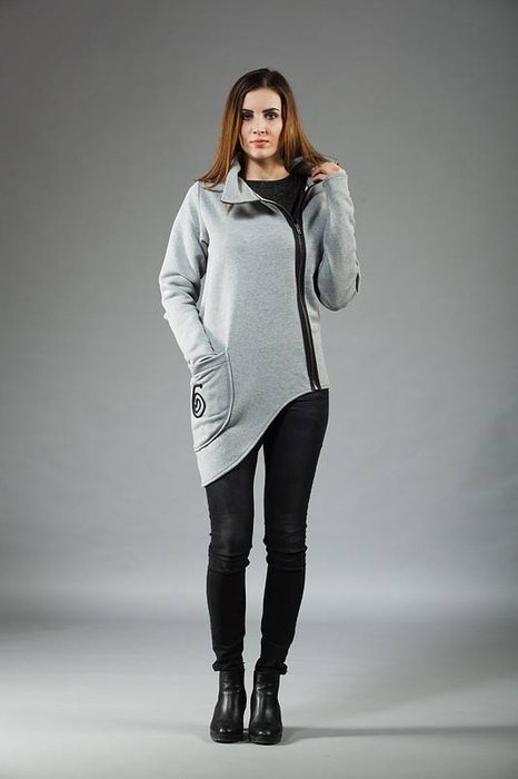 Bluza Pati, Szara bluza na zamek, Polska bawełna,