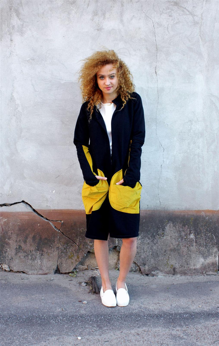 Bluza damska bawełniana , narzuta, kardigan, wdzianko z kieszeniami czarne luźne