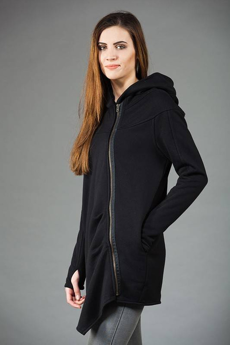 Bluza bawełniana, Bluza z kapturem czarna , Polski producent