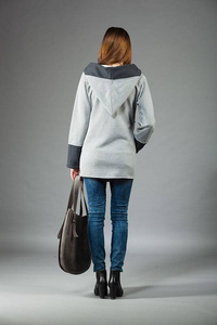 Kurtka z kapturem, Długa bluza z kapturem, Kurtka damska, Odzież Plus Size, Kurtka bawełniana, Kurtka z długim rękawem, Kurtka z zamkiem, Handmade