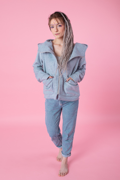 kurtka wełniana, kurtka z kapturem, Odzież Plus Size, Odzież wełniana, niebieska kurtka, ciepła kurtka