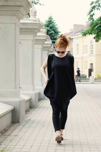 Sukienka, asymetryczna, luźna tunika czarna oversize