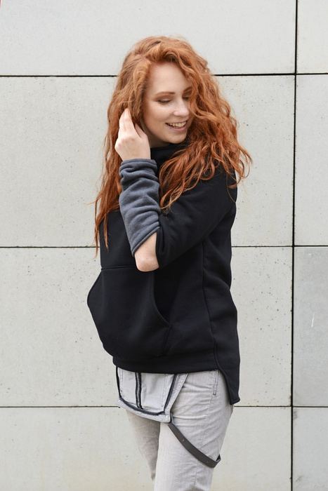 Bluza damska, kangurek czarny damski