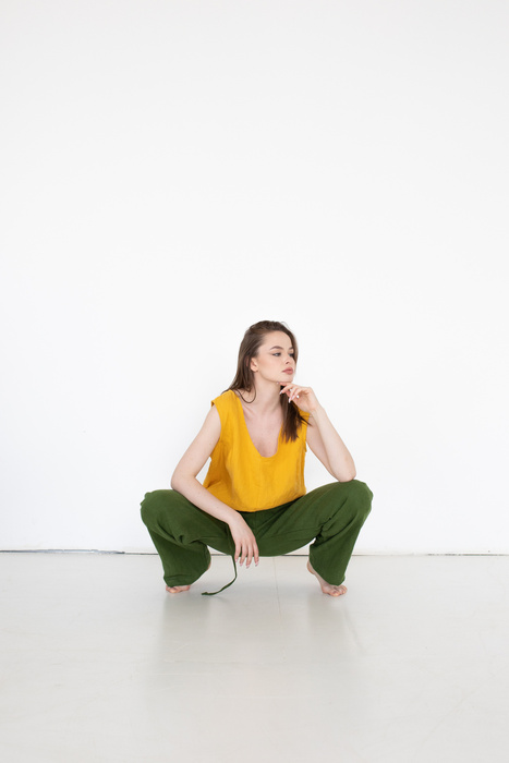 Tunika koszulka bez rękawów lniana, tunika z lnu , polski len , polski projektant