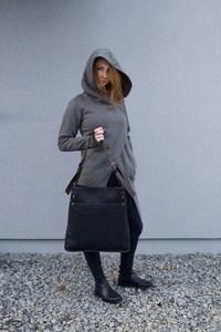 Torba skórzana, czarna duża torba skórzana, torebka aktówka, worek skórzany handmade, ręcznie robiona torba