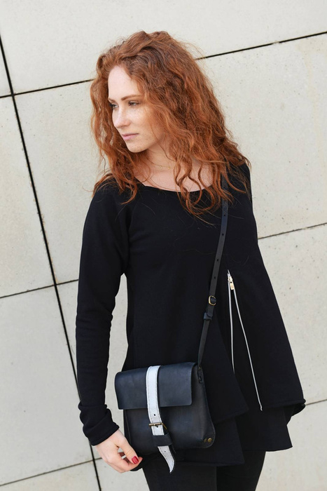 Torebka skórzana mini czarna torba