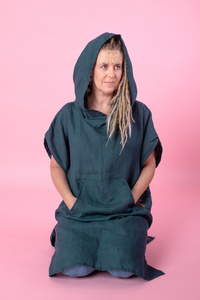 sukienka z tkaniny konopnej, 100% Hemp, sukienka letnia, tunika plażowa , polski produkt