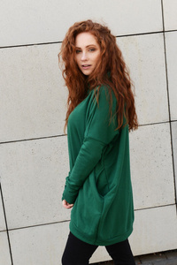 Bluza luźna wygodna z kieszeniami, długa oversize bluza damska , zielona bluza damska