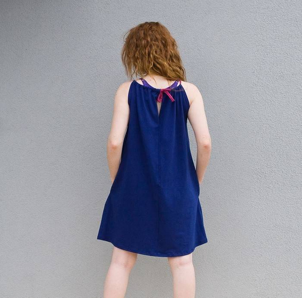 Sukienka na ramiączkach,sukienki letnie, luźna sukienka chabrowa