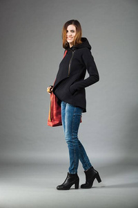 Bluza z kapturem, Asymetryczna bluza, Odzież Plus Size, Bluza z zamkiem ,krótka bluza asymetryczna,  Polski producent