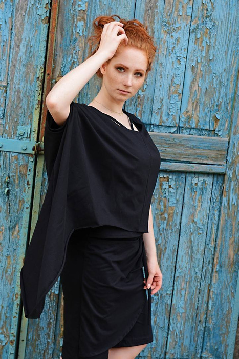 Tunika asymetryczna, oversize tunika, koszula czarna