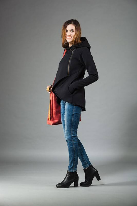 Bluza z kapturem, Asymetryczna bluza, Odzież Plus Size, Bluza z zamkiem ,krótka bluza asymetryczna, Polski producent