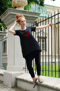 tunika  czarna asymetryczna, luźna, długa bluzka