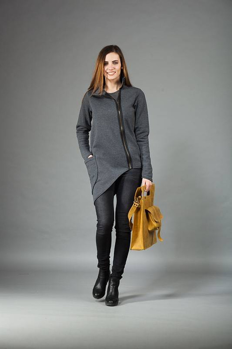 Bluza bawełniana, Asymetryczna, Bluza szyta na miarę, Handmade