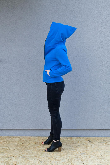 Bluza asymetryczna krótka , niebieska bluza damska, ramoneska