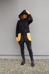 Bluza z kapturem, Asymetryczna bluza, Odzież Plus Size, Bluza z zamkiem Handmade, Polski producent