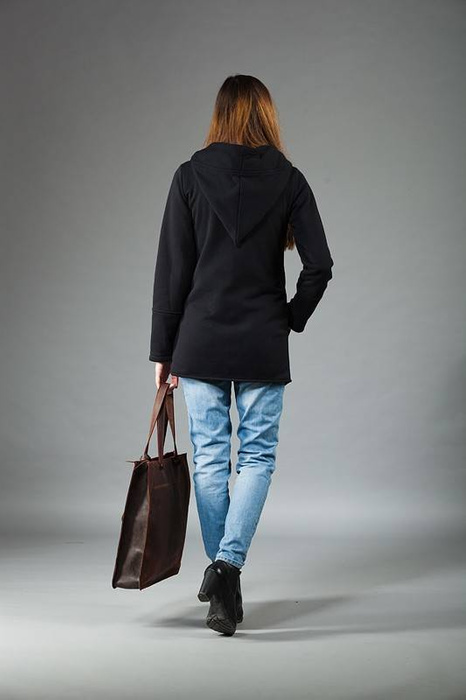 Kurtka z kapturem, Kurtka damska, Odzież Plus Size, Bawełniana, Kurtka z długim rękawem, Bluza na zamek, Rękodzieło