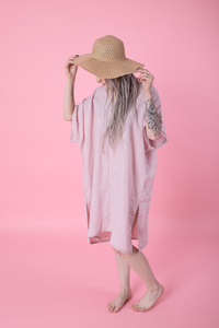 Sukienka plazowa, tunika lniana luźna.polski len, polska produkcja, polski producent,  sukienka luźna z lnu