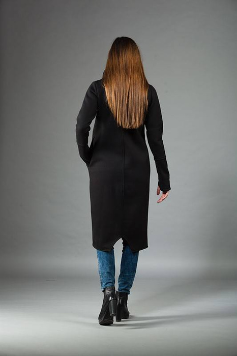 Płaszcz ze stójką, Hand made projekty, Polska marka, długa czarna bluza