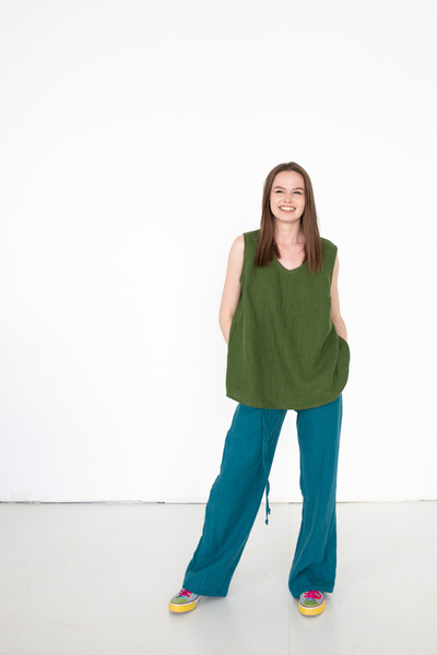 Tunika koszulka lniana,  polski len , produkt polski bluzka z polskiego lnu szyta w Polsce