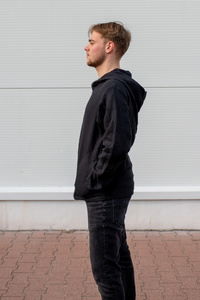 Tunika męska lniana, bluza czarna lniana, męska koszula z kapturem 