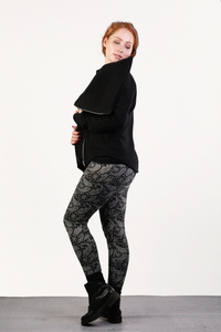 Bluza asymetryczna ze stójką, czarna bluza na zamek, marynarka na zamek