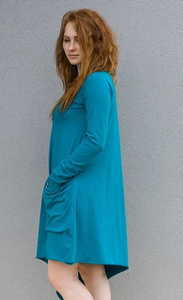 Sukienka letnia rozkloszowana, turkusowa sukienka asymetryczna