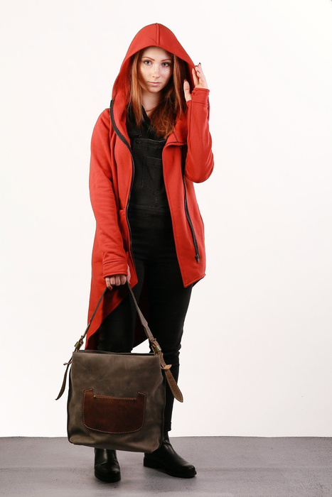 Płaszczyk asymetryczny , bluza asymetryczna pomarańczowa