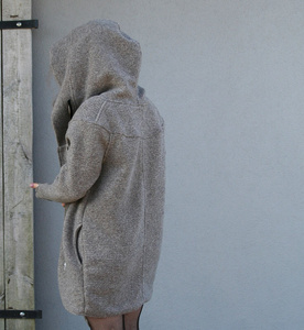 Płaszcz wełniany, Płaszcz z kapturem, Odzież Plus Size, Płaszcz asymetryczny, Odzież wełniana, Szary płaszcz, Płaszcz z kapturem, Płaszcz zimowy